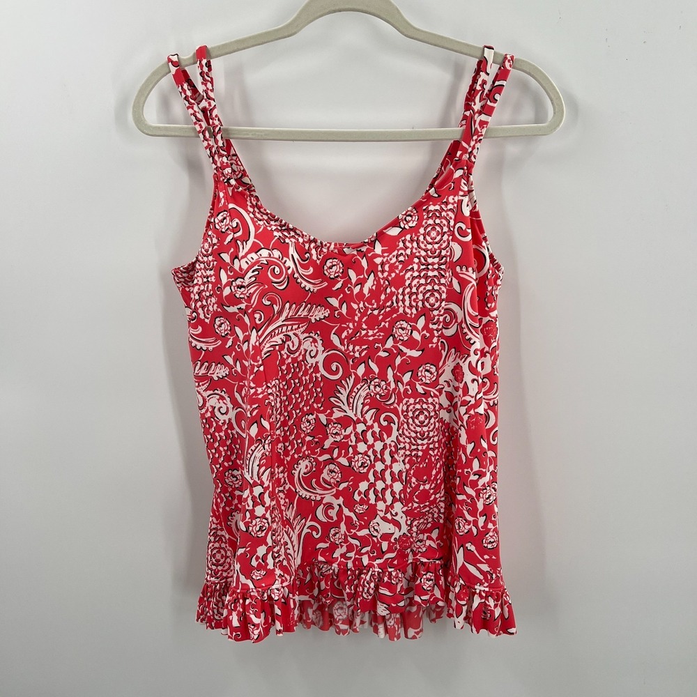 swim solutions ruffle tankini TOP tank swimsuit coral floral bathing suit 14
